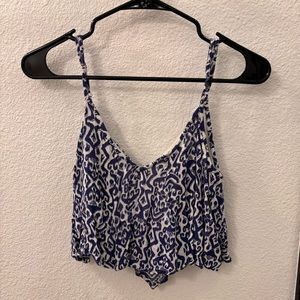 Blue + White Pattern Crop top - SMALL